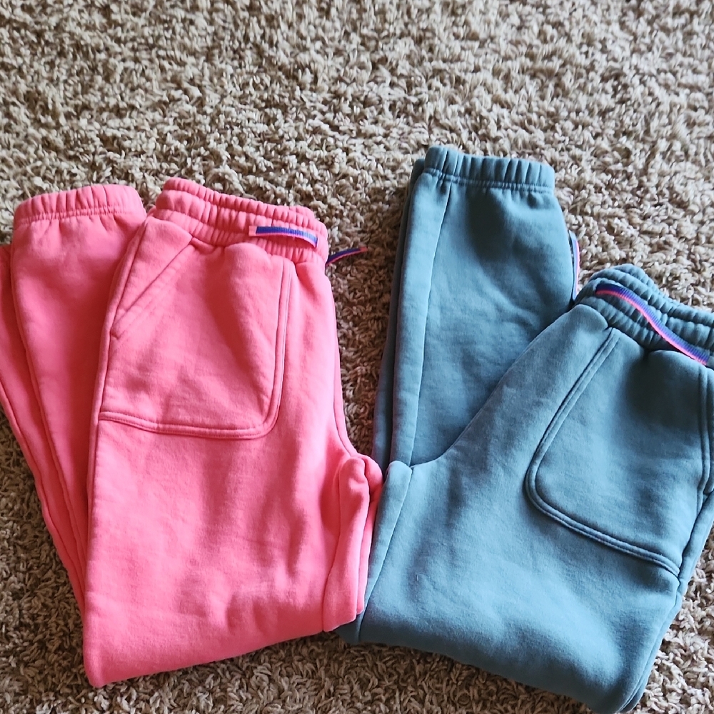 Mondetta Pink and Green Sweatpants Joggers Soft Fleece Size Girls 10/12